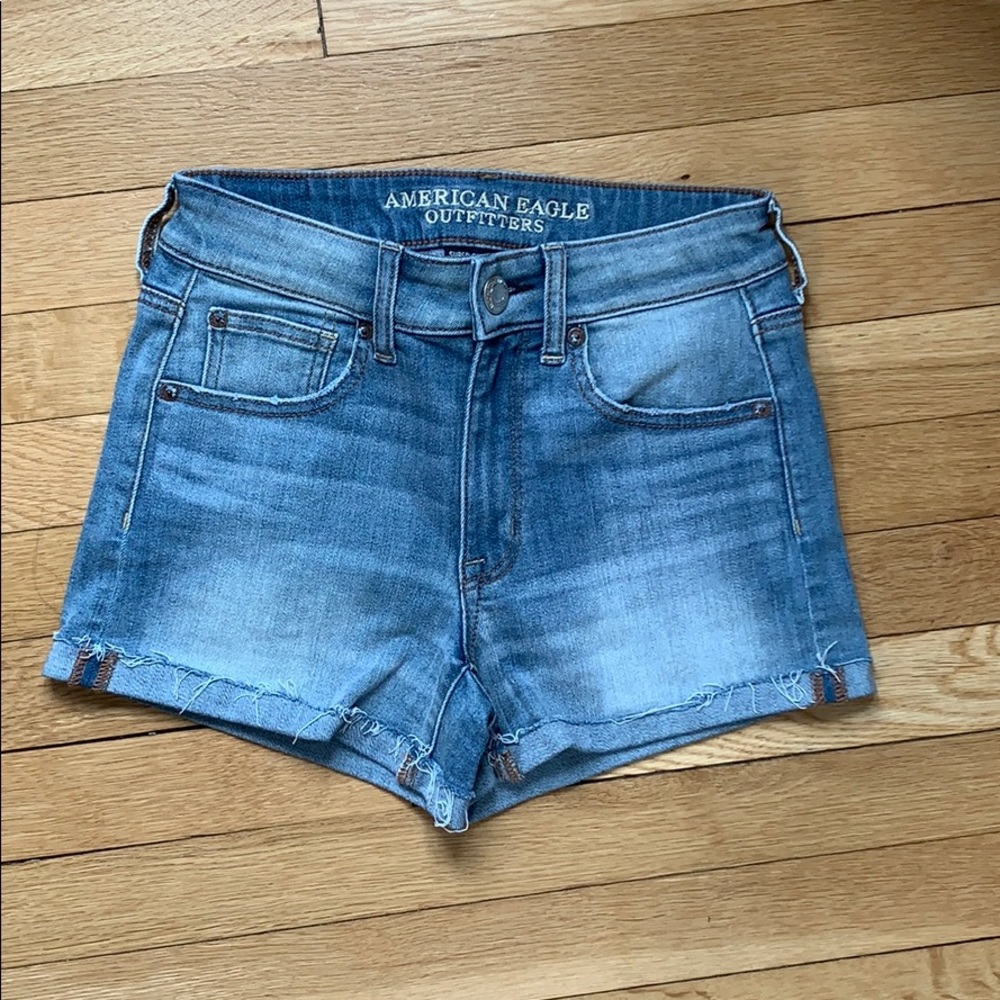 Light wash jean shorts